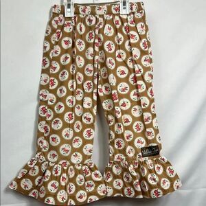 Matilda Jane Ruffle bell bottom floral tan and white pants size 6